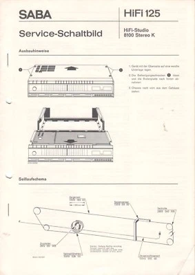 SABA - Hifi 125 - HiFi-Studio 8100 Stereo K - Service-Schaltbild - B3818 - Bild 1 von 2