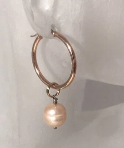 ORO ROSA 14K - PENDIENTES DE ARO CLÁSICOS - CON COLGANTES DE PERLAS CIRCULARES EXTRAÍBLES - Imagen 1 de 6
