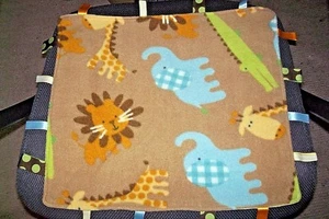 Handmade Taggie Security Blanket Baby Lovey Yellow Minky Dots Jungle Animals  - Picture 1 of 4