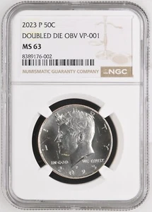 2023-P / mezzo dollaro Kennedy / dritto doppio fustellato VP-001 / NGC MS63 - Foto 1 di 4