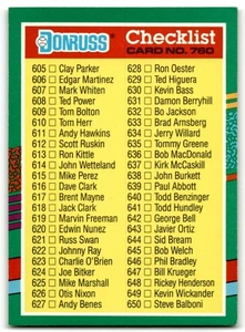 1991 Donruss Checklist - Picture 1 of 2
