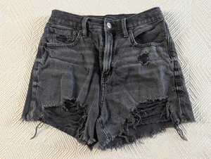American Eagle Denim Shorts Women’s Black Highest Rise 90s Boyfriend Size 00 - Picture 1 of 6