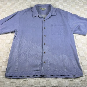 Tommy Bahama Seide Button Down Hemd Herren L Blau Palme Tropical - Bild 1 von 14