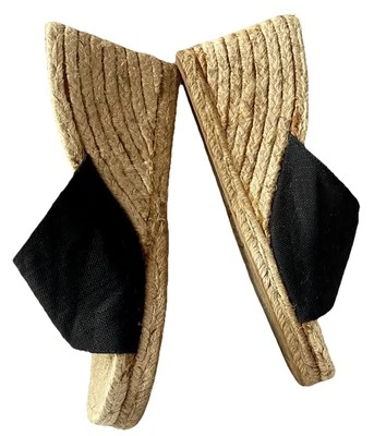 Sandalias Banana Republic Alpargatas Cuña 9 Negro Lona Slide Verano Otoño Foto 1 de 4