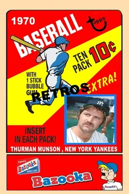 THURMAN MUNSON ANUNCIOS ESTILO VINTAGE 1970 TOPPS WRAPPER TARJETA DE ARTE (LEER) Foto 1 de 2