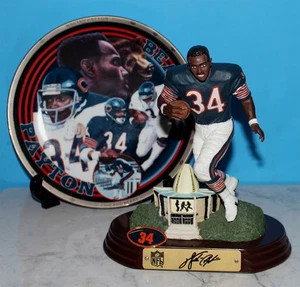 Rare Lot of 3 NFL Walter Payton Chicago Bears Resin statue figure plate pin NFL - Picture 1 of 16