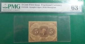 1863 5 Cent First issue Fractional Currency Note - FR#1230- - PMG 63 #913B - Picture 1 of 7