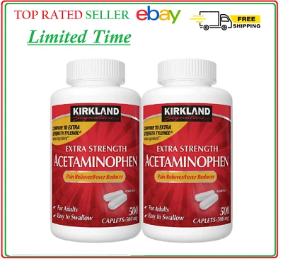 Kirkland Signature Extra Strength Acetaminophen 500 Mg., 1,000 Caplets FREE SHIP - Image 1 of 3