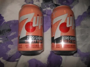 2 X 7UP ZERO SUGAR SHIRLEY TEMPLE 12 OZ CANS 0 CALORIES POMEGRANTE CHERRY SODA - Picture 1 of 8