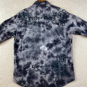 Helix Shirt Mens Large Gray Tie Dye Eagle Tattoo Pride And Glory Biker Western - Picture 1 of 17