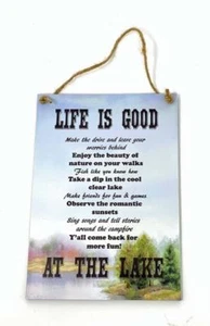 Letrero de madera de novedad para pared LIFE IS GOOD at the LAKE inspirador de 5" x 7" - Imagen 1 de 2