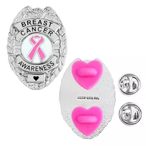Breast Cancer Awareness Pin Badge Police Law Enforcement Style - Pink Ribbon - Picture 1 of 2