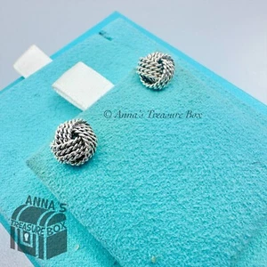 Tiffany & Co. 925 Silber Twist Mesh Knoten Ohrringe (Etui) - Bild 1 von 8