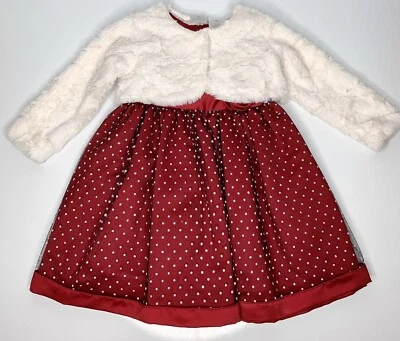 Penelope Mack Set Dress Red/ Polk Dots White  and Vest White Baby Girl 18 Months - Image 1 of 4