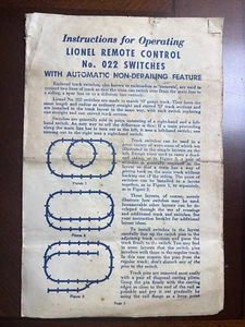 Manual de instrucciones de posguerra Lionel para No. 112 interruptores para pista Super "O" - Imagen 1 de 3
