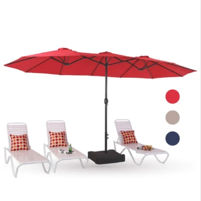 Paraguas de patio de 15 pies de doble cara mercado al aire libre sombrilla de sombra extra grande Foto 1 de 4
