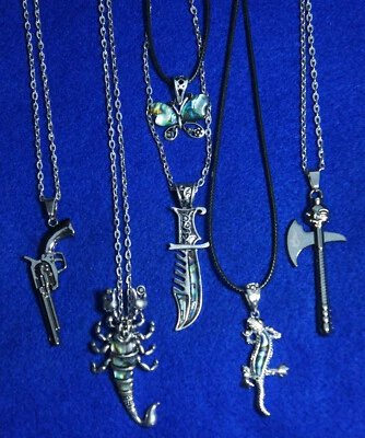 Perlmutt Paua Abalonen Halskette Muschel mit Kette Tiere und Waffen - Bild 1 von 4