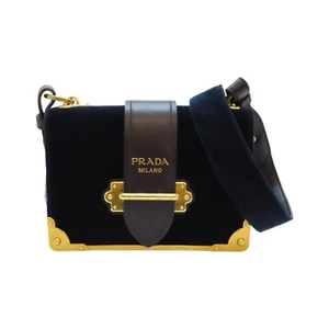 PRADA Cahier Shoulder Bag Velvet Blue 1BD045 - Picture 1 of 15