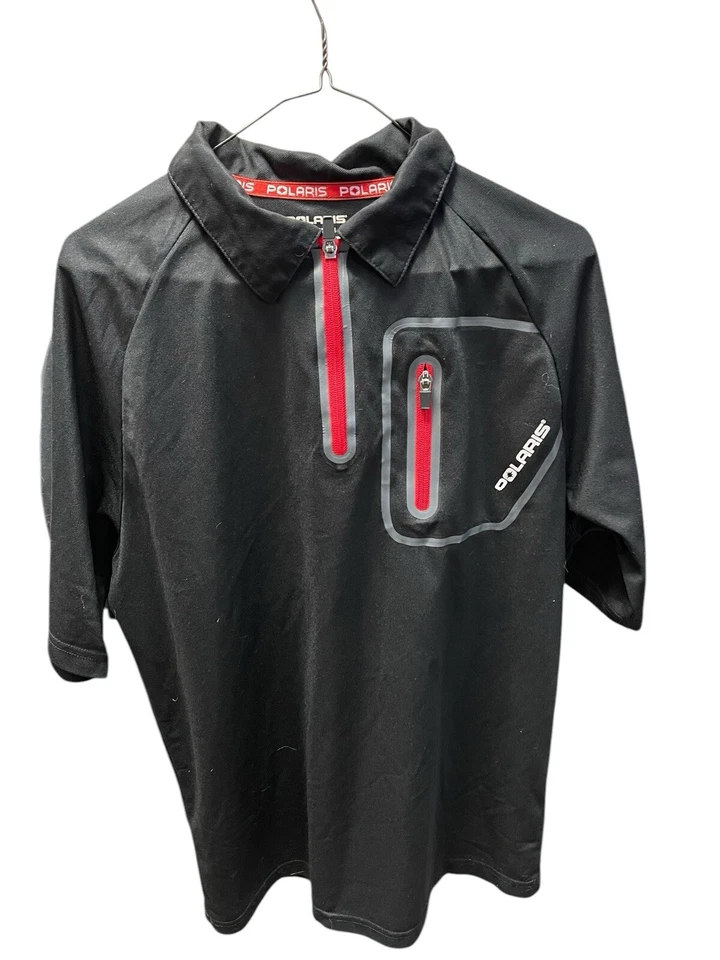 Polo Polaris M Negro Rojo 1/4 Cremallera Manga Corta Poliéster Golf Informal Foto 1 de 4