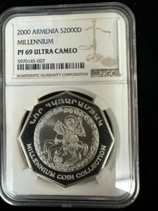 2000 Armenia Silver 2000 Dram S2000D Millennium ~ NGC PF 69 ULTRA CAMEO - Picture 1 of 2