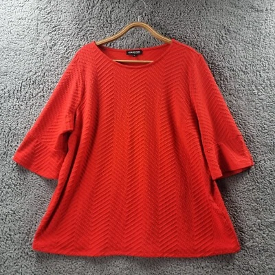 THE COLLECTION DEBENHAMS Womens Top Size 20 Red Teutured Stretch Knit - image 1 of 4