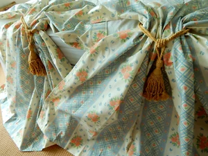PAIR Curtains TRELLIS FLORALS Cotton Mix 53.5"D 66"W Made UK Cottage Farmhouse - Picture 1 of 10