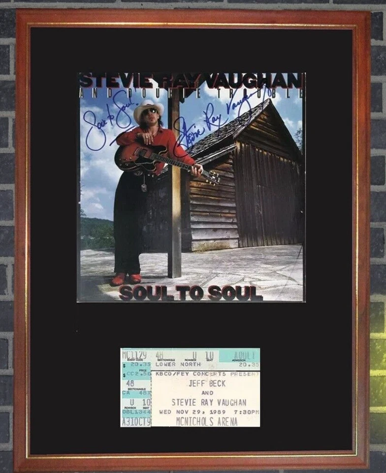 STEVIE RAY VAUGHAN Soul to Soul FRAMED 17x13 Signed Cover & Ticket DISPLAY Repro - Image 1 of 1