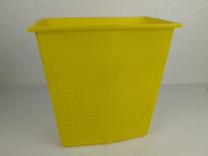Vtg Bathroom Waste Basket Trash Can 11" Yellow Floral Pattern MCM 1970’s Flowers - Picture 1 of 10