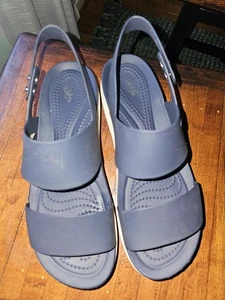 Crocs LiteRide Women’s Platform Sandals Navy Blue 8 Slingback Comfort Shoes Nice - Picture 1 of 12