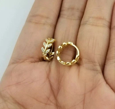 14K Yellow Gold Plated 2Ct Round Cut Lab Created Diamond Women's Hoop Earrings - Image 1 of 4