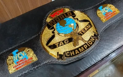 WCW World Tag Team Championship Belt Replica Adult Size 2mm Brass Plates - Image 1 of 4