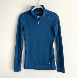 Smartwool Womens Merino 250 Base Layer Top 1/4 Zip Size XS Teal Outdoor Gorpcore - Picture 1 of 11