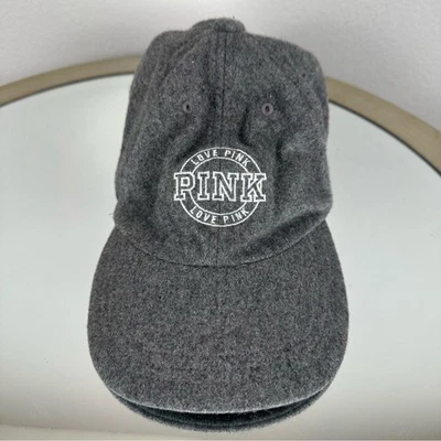 Love PINK Victoria’s Secret 羊毛混纺灰色棒球帽可调节肩带 — 第 1/4 张图片