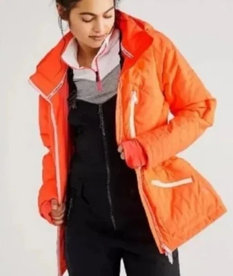 Jaqueta de esqui Free People Movement toda preparada tamanho grande neon coral sem capuz.  Raro! - Imagem 1 de 4