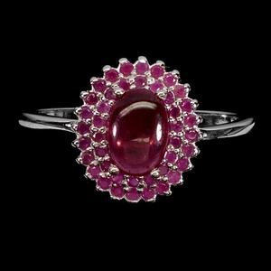 925 Sterling Silver Ring Oval Ruby 7x5mm Ruby Natural Gemstone Jewelry Size 7.5 - Picture 1 of 13