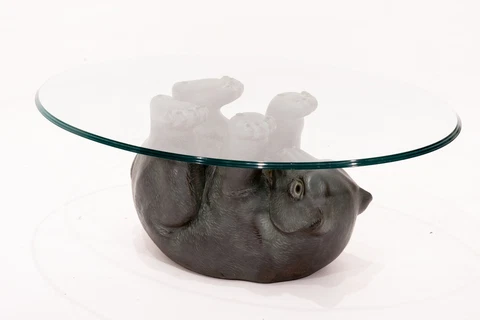 Vintage Lane Bear Table With Glass Top - Figurative Coffee Table, Very Unique! Cover