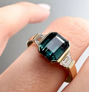 Teal Sapphire Ring-Silver Ring-valentine day gift-Birthday gift For Her - Picture 1 of 6