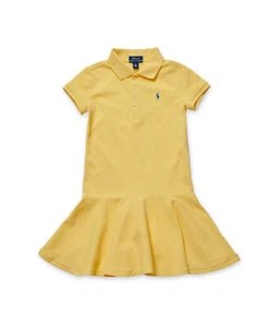 Genuine Polo Ralph Lauren Girls 4-6.5 Years Short Sleeve Polo Dress - Yellow - Picture 1 of 11