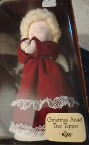 Vestido de Terciopelo Rojo Muñeca Topper Árbol Ángel Navidad 8.5" Russ Berrie De Colección  - Imagen 1 de 17