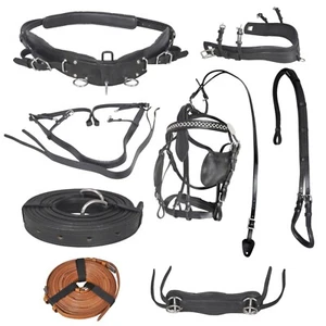 Diplomat Full-Size Black Horse Driving Harness Set - Premium Cow Softy Leather - Picture 1 of 4