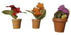 Lot of 3 Potted Artificial Plants Fake Flower Fridge Magnets Cute Garden 