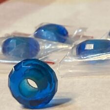 5 Pcs, Blue Topaz Hydro Quartz Thai Step Cut Rondelle Large Hole Beads, 9x14mm.
