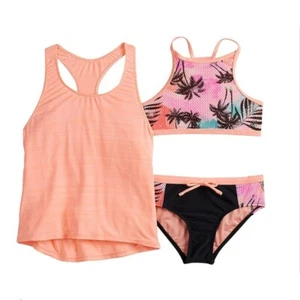 Conjunto de traje de baño de 3 piezas para niñas ZeroXposur, bikini y camiseta sin mangas, sorbete, talla 10 - Imagen 1 de 12
