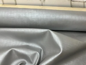 SILVER FAUX LEATHER FABRIC 140 CMS WIDE by Kirkby design upholstery flame proof - Picture 1 of 7