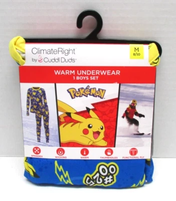 ClimateRight Cuddl Duds Pokemon Niños Ropa Interior Cálida Conjunto Talla M 8-10 Foto 1 de 2