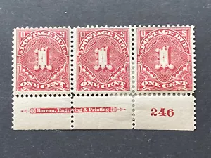 US Stamps-SC# J38 - Plate Strip Of 3 - MH - Perforation Reinforced - CV $60.00 - Picture 1 of 2