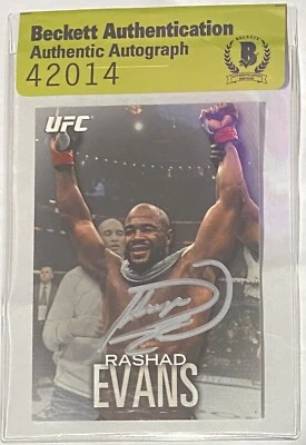 Rashad Evans signed Topps UFC Card. Beckett Seal Of Authenticity COA. Suga. - Image 1 of 2