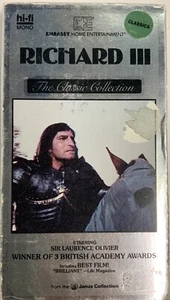 Richard III 1987 VHS Laurence Oliver Cedric Hardwicke John Gielgud VHSshopCom - Picture 1 of 12