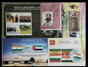 India 2022 Confezione Anno Completo Set Completo Fogli Miniatura 5v Vari Temi MNH - Foto 1 di 6