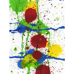Hendo Tanuki hell buntes abstraktes Tropfgemälde G Kunst Leinwanddruck 18 x 24 Zoll - Bild 1 von 5